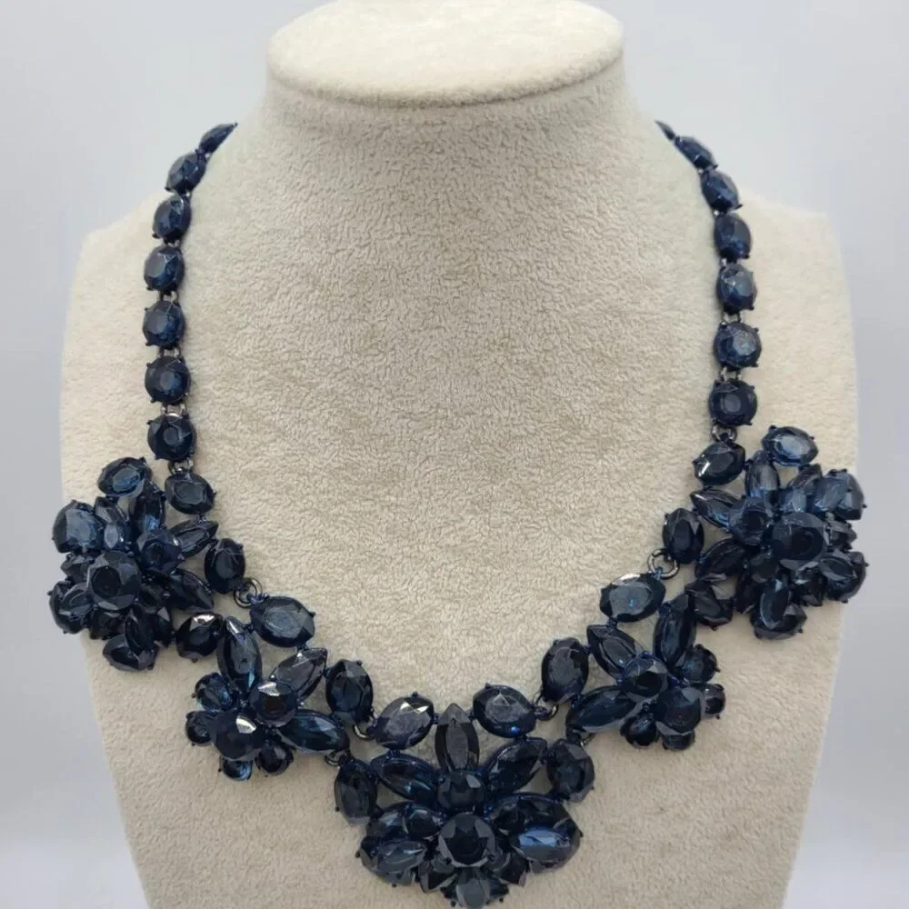 J Crew Navy Blue Stone Statement Necklace NWOT!